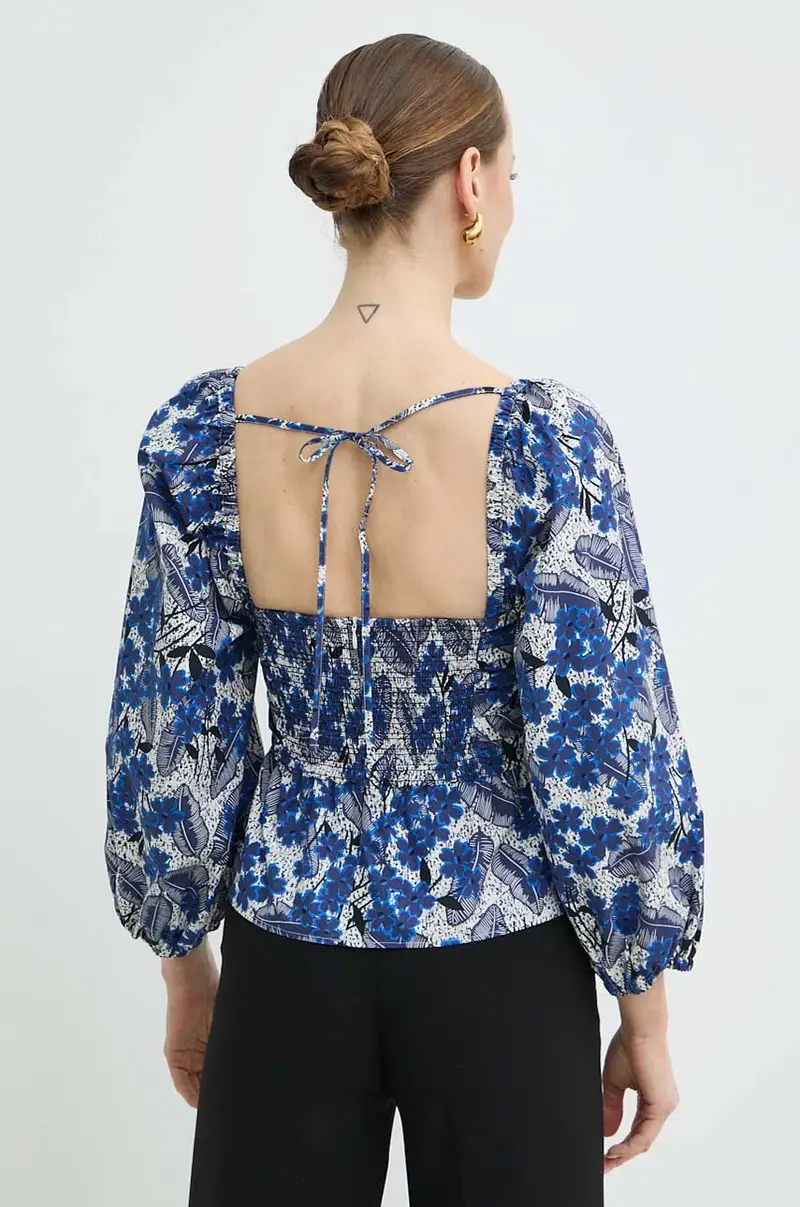 camicetta in cotone donna colore blu 2415161042600 miniatura 3