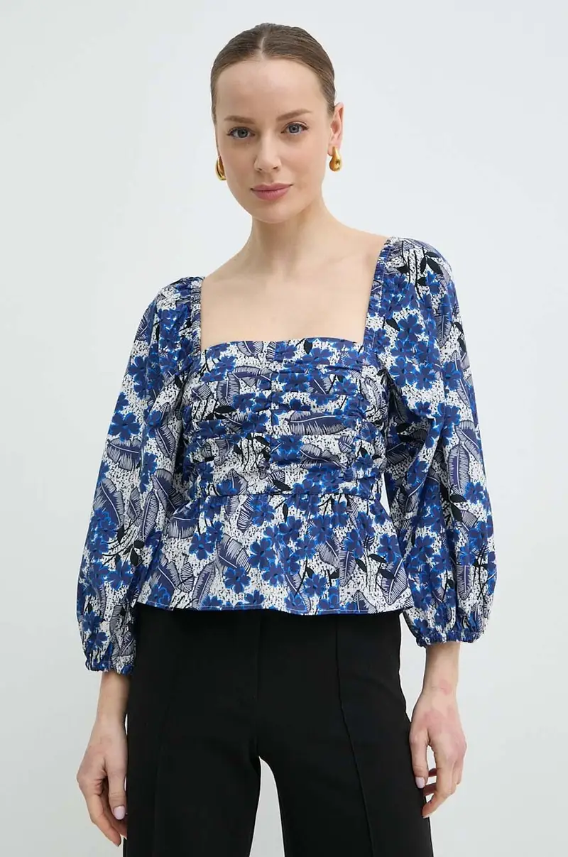 camicetta in cotone donna colore blu 2415161042600 miniatura 4