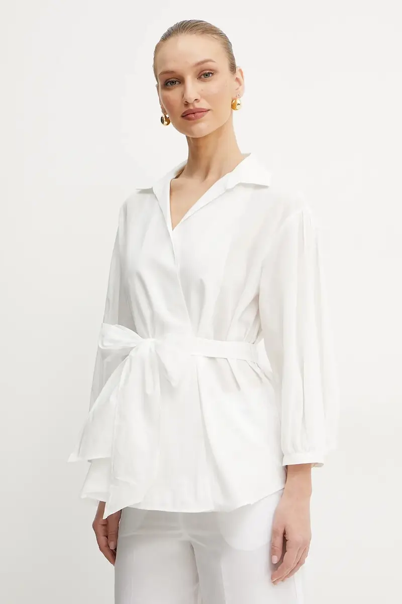 camicia con aggiunta di seta donna colore bianco 2515111142600