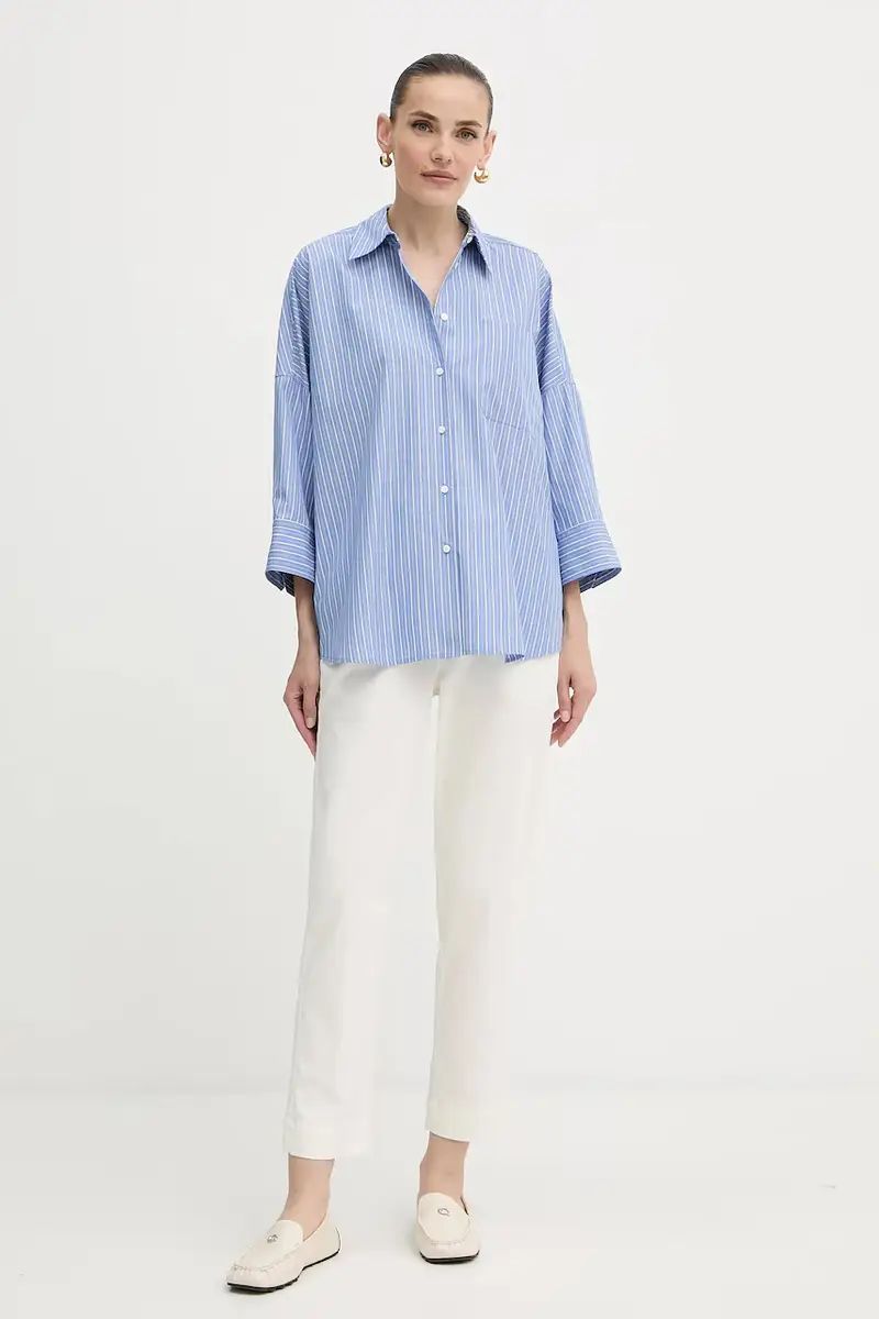 camicia in cotone ZAVORRA donna colore blu 2525116121600 miniatura 2