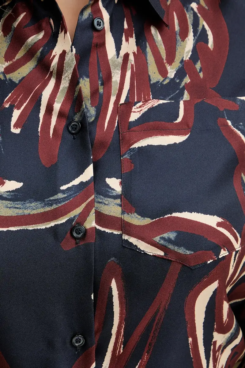 camicia in seta RIVE donna colore blu navy 2525116062600 miniatura 5