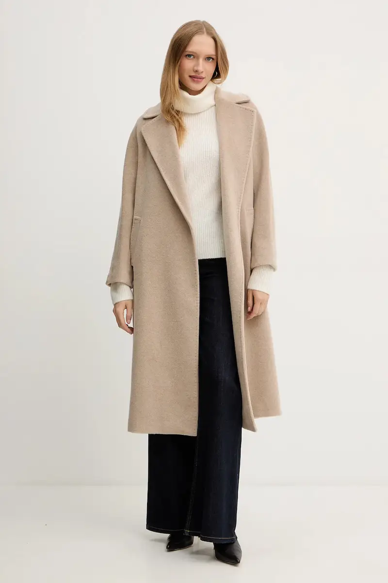 cappotto con lana TEMPERA colore marrone 2525016082600 Beige miniatura 2