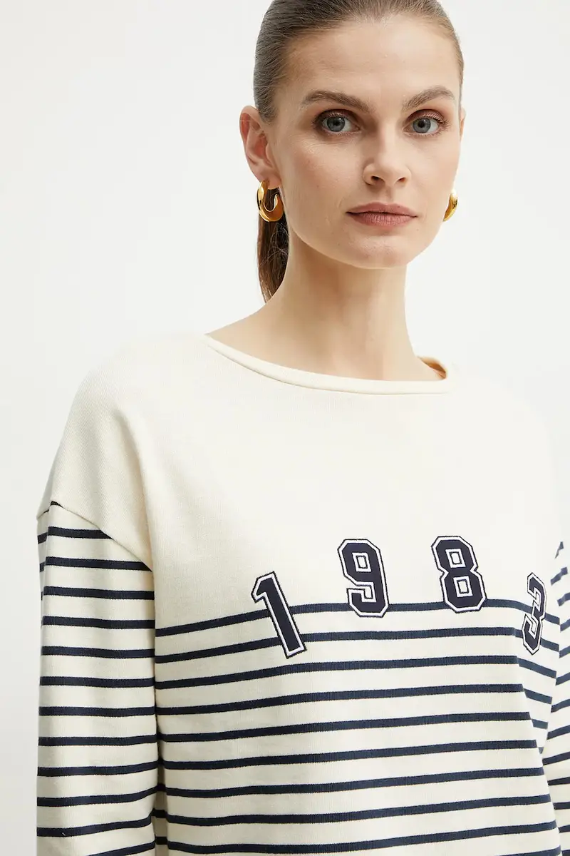 felpa in cotone donna colore beige 2515941041600 miniatura 4