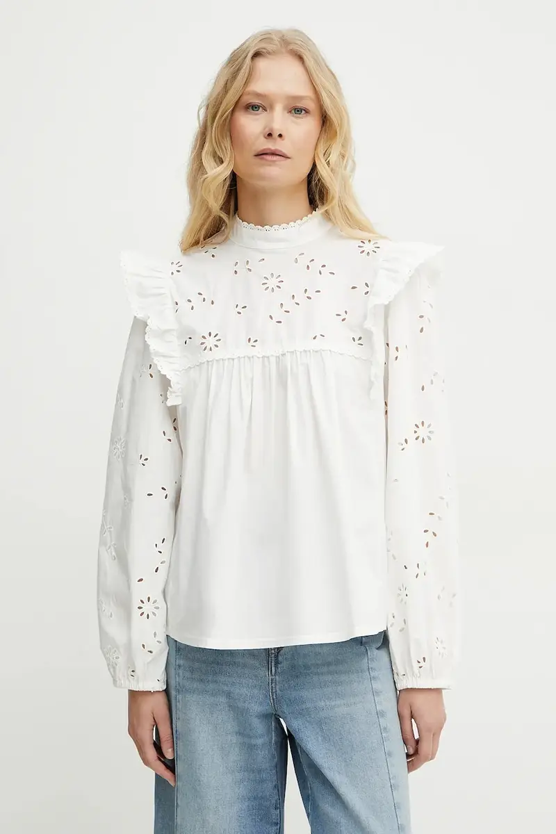 felpa in cotone donna colore bianco con applicazione 2515941031600