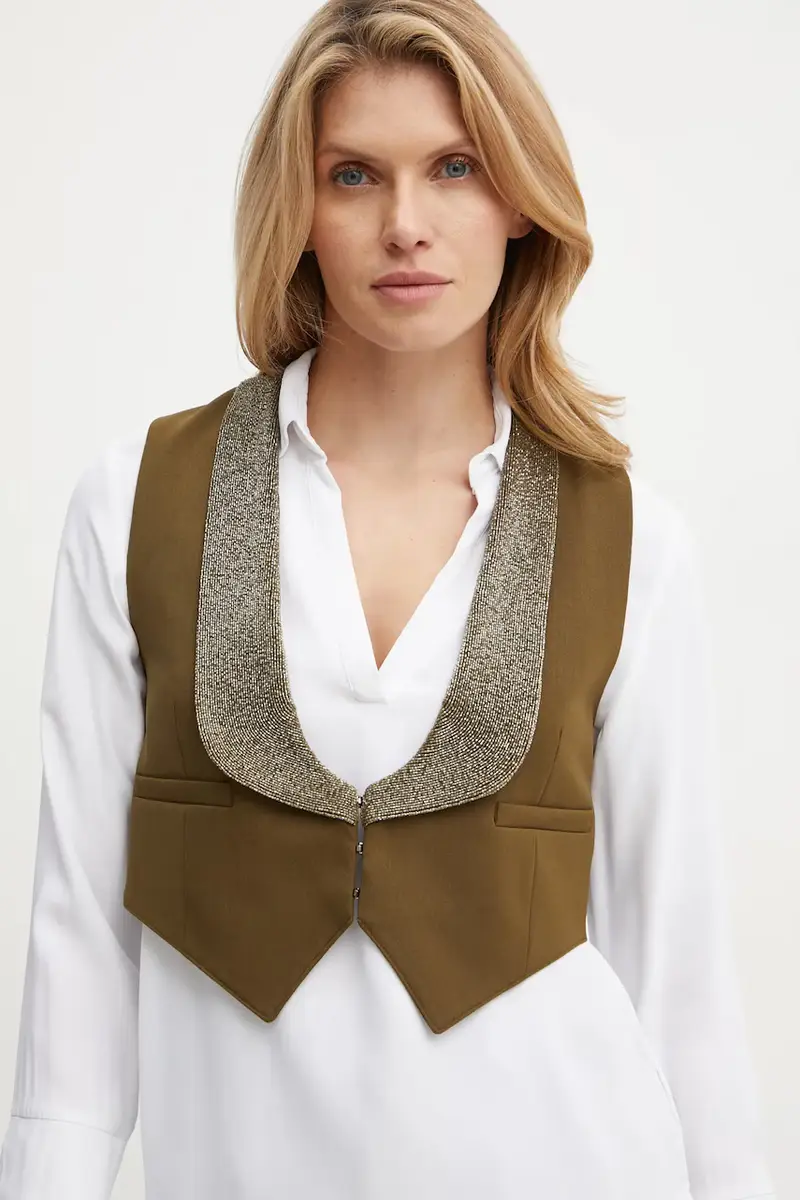 gilè con aggiunta di lana colore verde 2425156016600