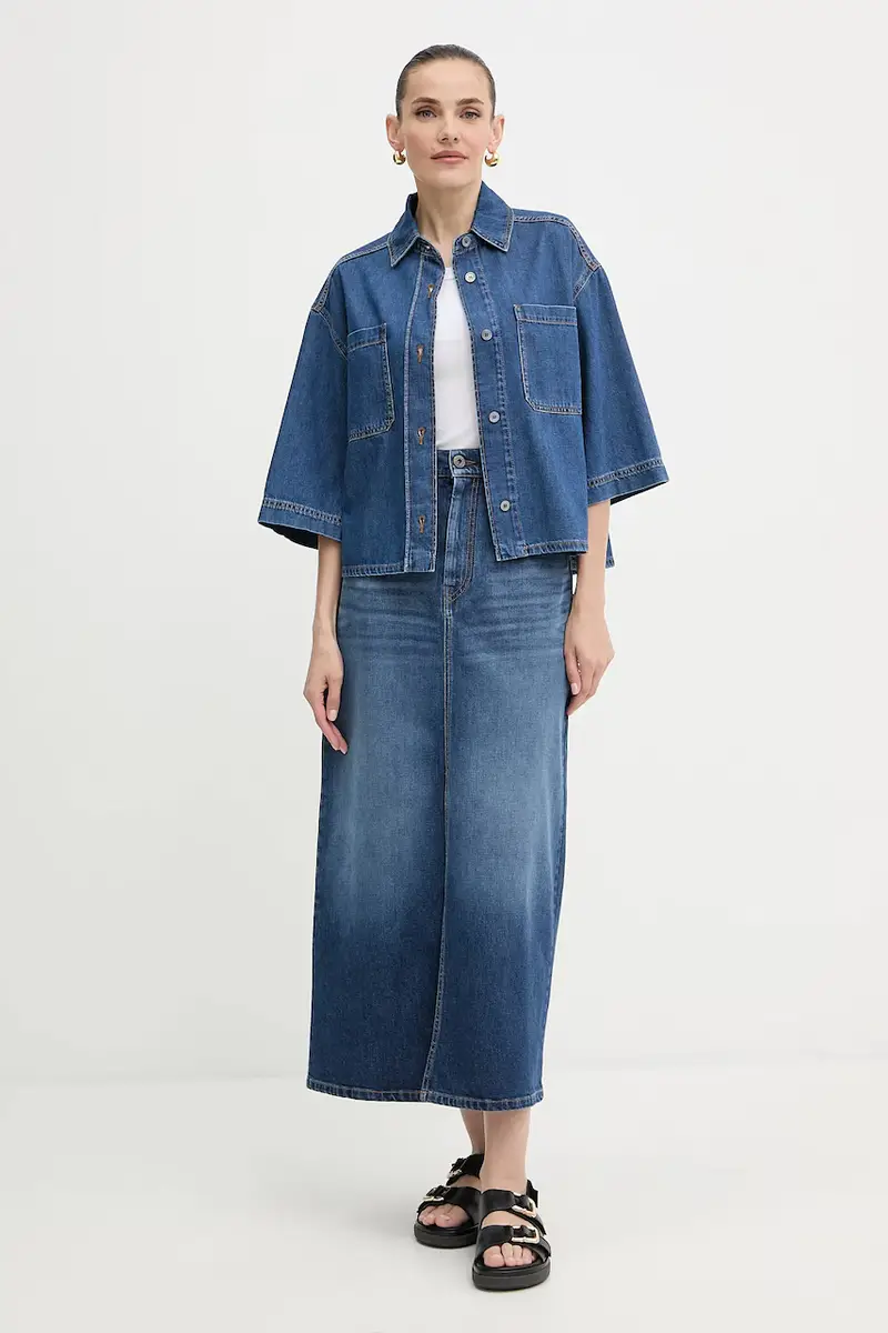 gonna di jeans ZARELIA colore blu navy 2525106061600 miniatura 2