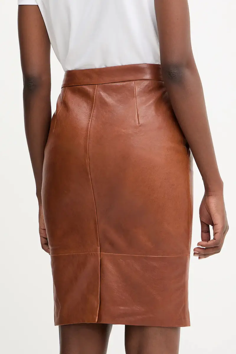 gonna in pelle PAPAILE Marrone miniatura 3