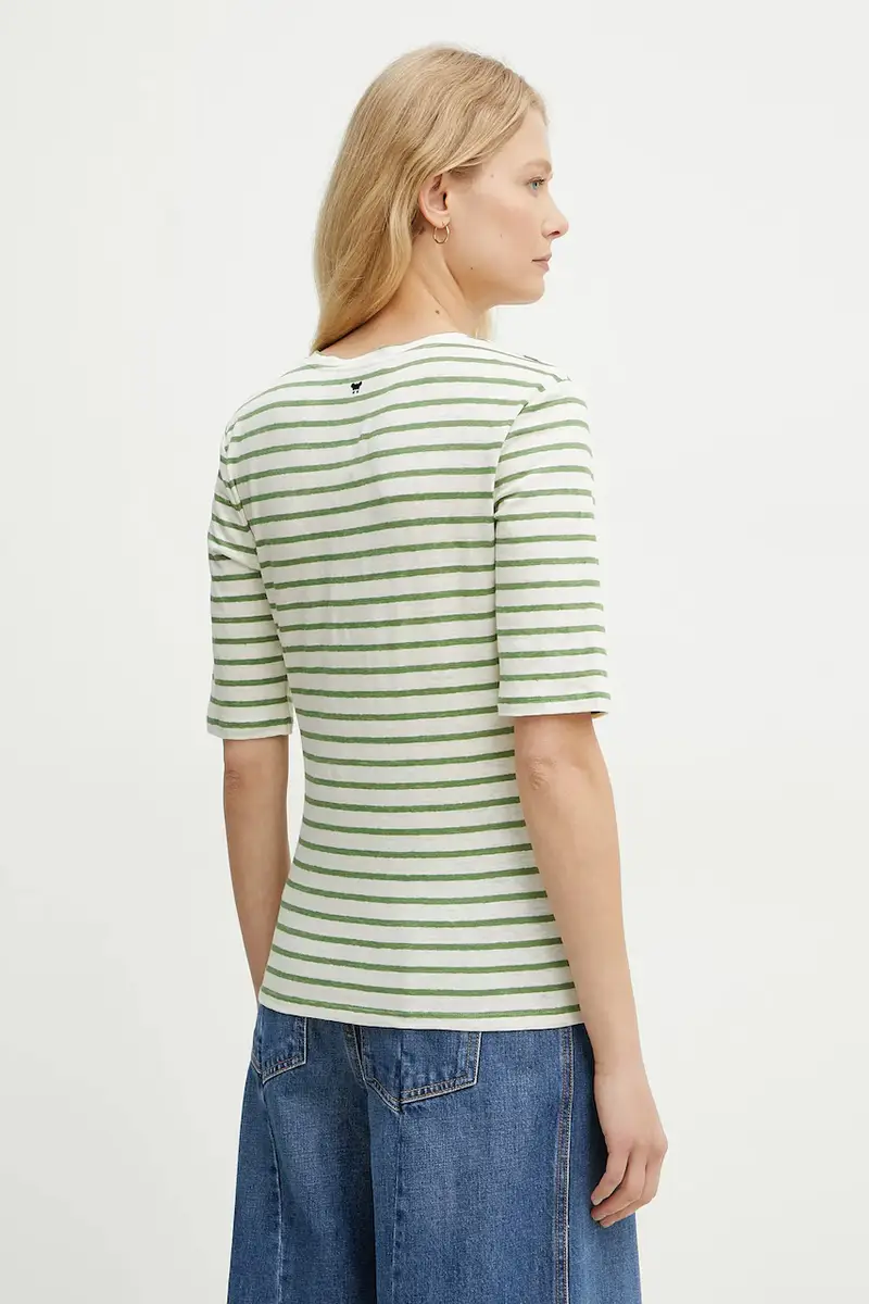 maglietta in lino donna colore beige 2515941012600 miniatura 3