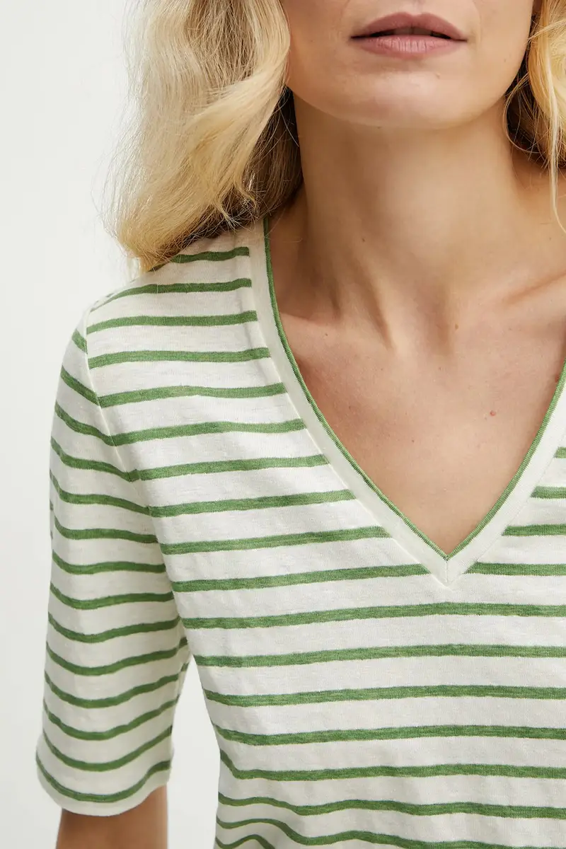 maglietta in lino donna colore beige 2515941012600 miniatura 5