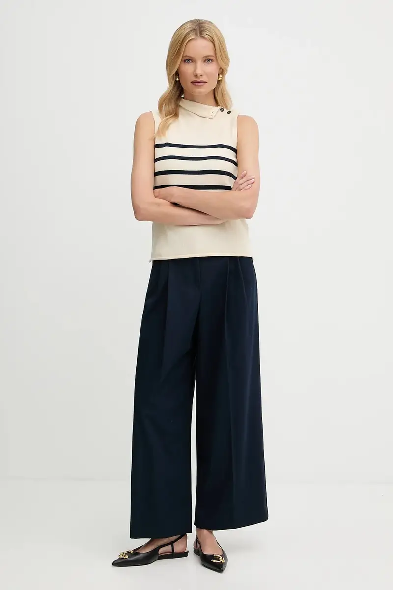 pantaloni in cotone VETTURA donna colore blu navy 2525136121600 miniatura 2