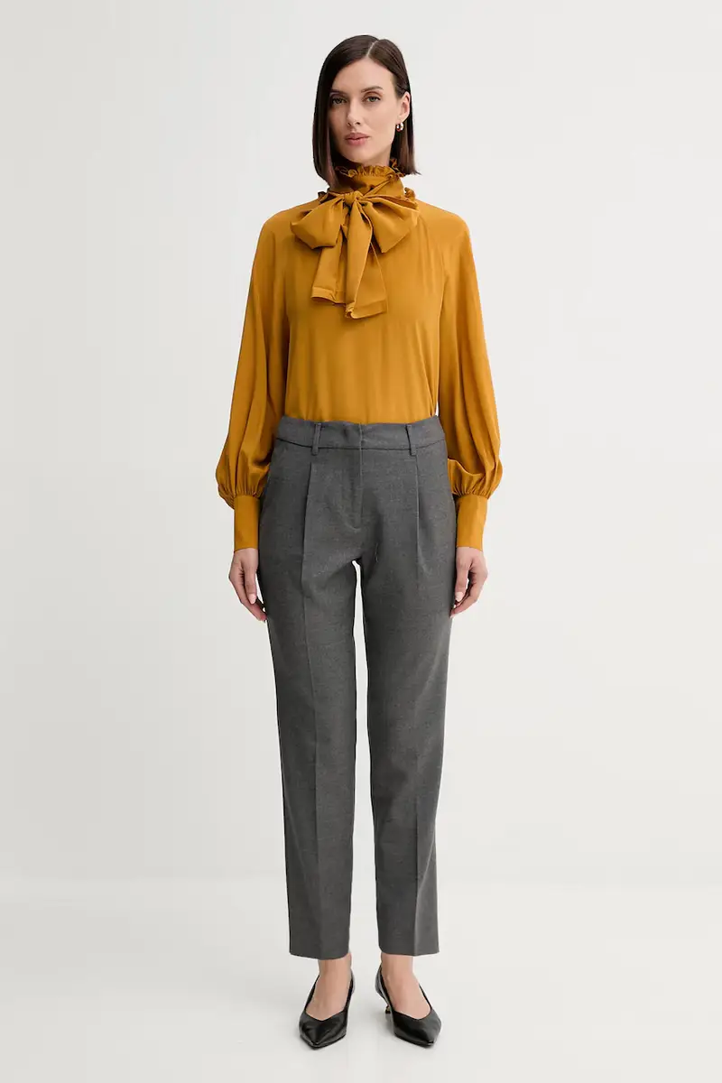 pantaloni in misto lana CALDAIA donna colore grigio 2525136152600 miniatura 2