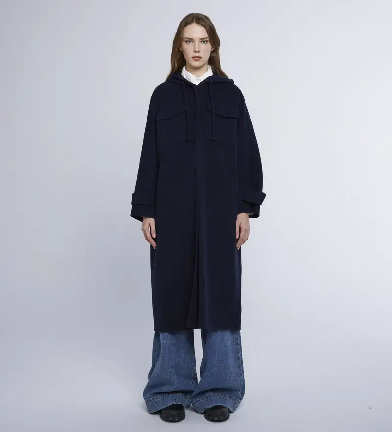 per donna 2425016022650 Cappotto blu levante (46), Casual, Lana, Navy