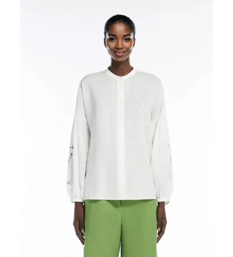 per donna 2515111122600 Camicia in lino grezzo Ilex (40), Bianco, Casual, Manica lunga