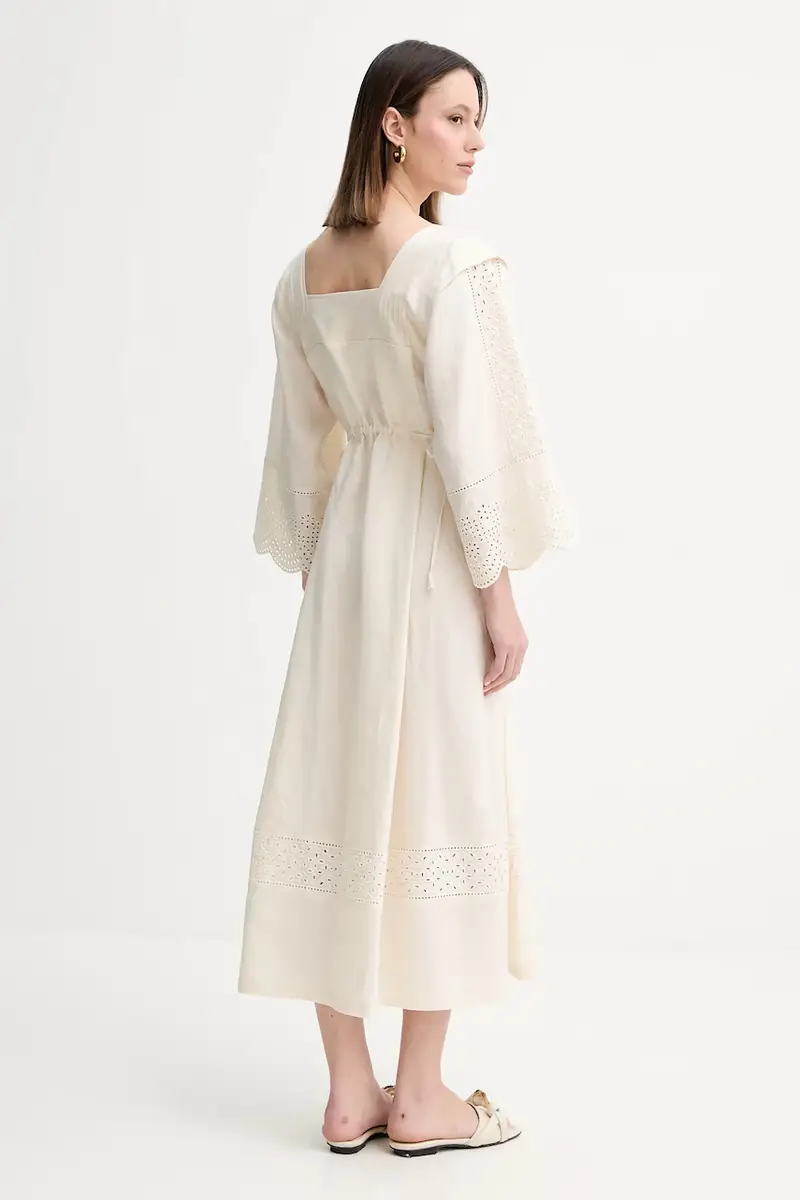 vestito di lino colore beige 2515221182600 miniatura 3