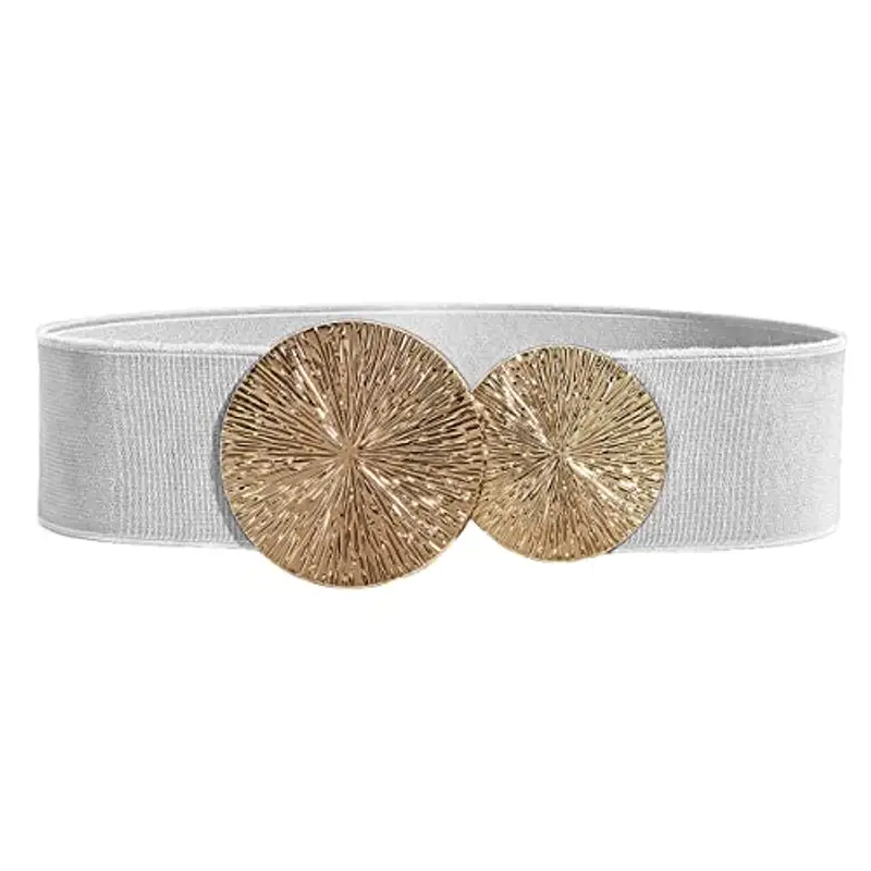 Weenkeey Cintura elastica vintage da donna in vita larga, elastica e retrò, cintura in vita alla moda con doppia fibbia