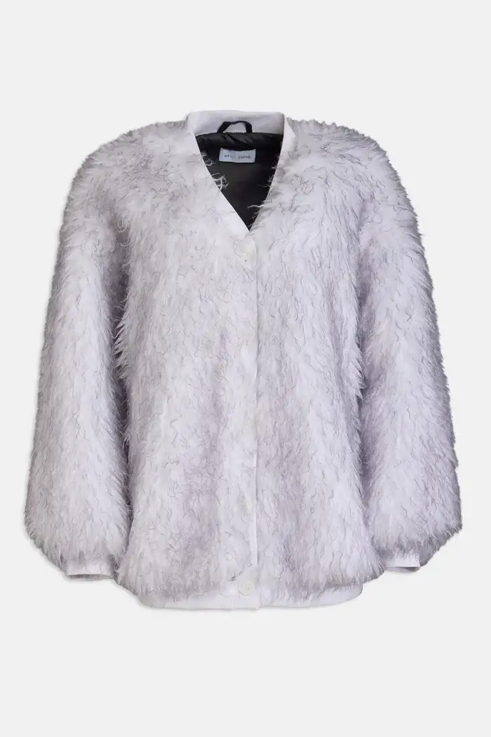 Maxi cardigan in eco mongolia bianco