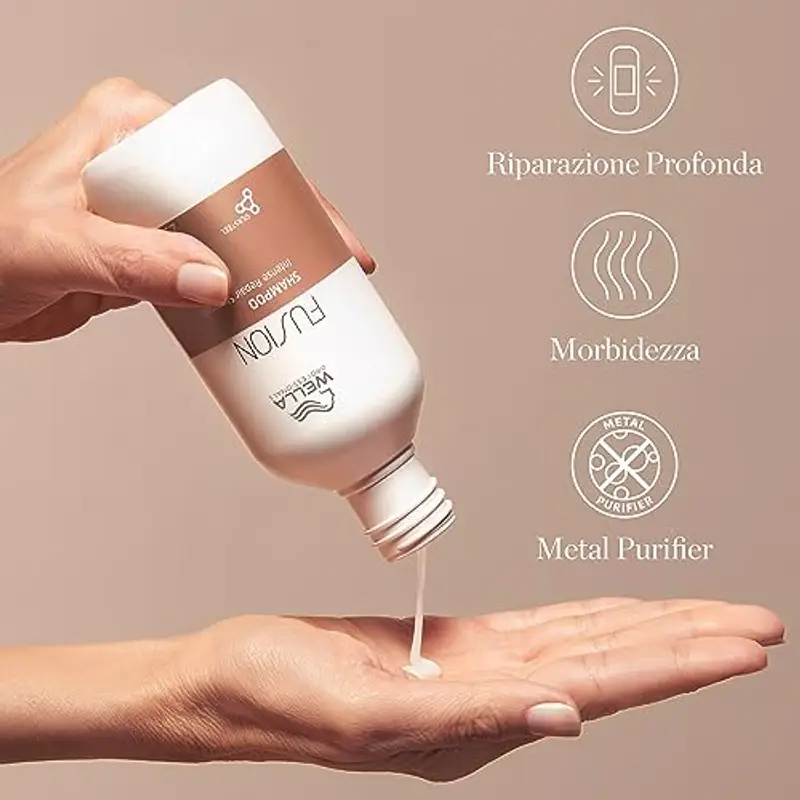 Wella Professionals Fusion Shampoo - Ottimo trio Wella con balsamo capelli e maschera capelli - Shampoo professionale miniatura 2