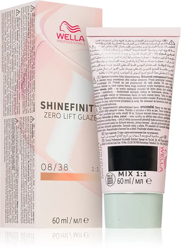 Shinefinity Zero Lift Glaze Tintura per capelli inglese 60ml 08/38 | Biondo chiaro dorato perlato