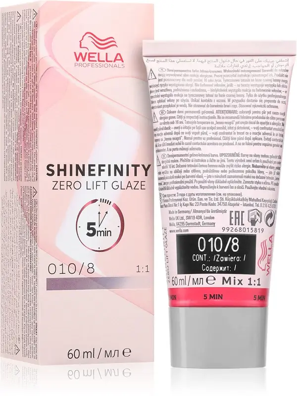 Shinefinity Zero Lift Glaze - tintura professionale per capelli, 60 ml 010/8 trasparente | Opale Flash
