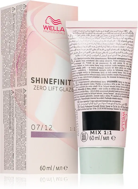 Tintura per capelli inglese Wella Shinefinity Zero Lift Glaze 60ml 07/12 | Biondo cenere medio opaco