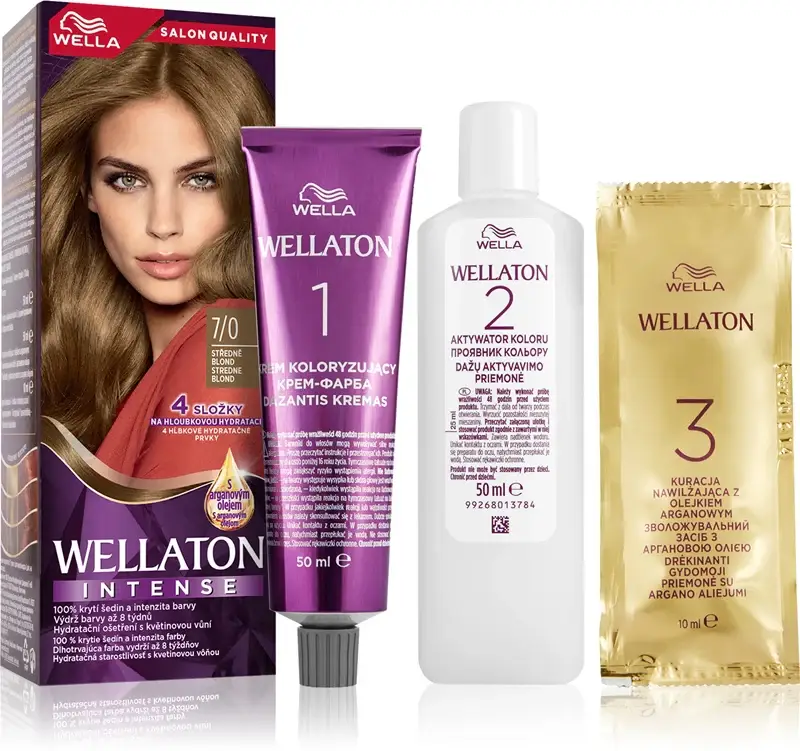 Wellaton Intense tinta permanente per capelli con olio di argan colore 7/0 biondo medio