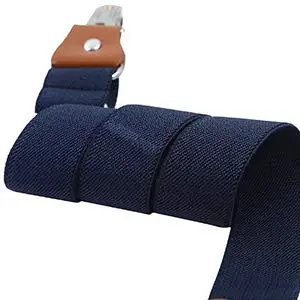 WELROG Bretelle regolabili con papillon in seta per ragazzi e ragazze by Blu navy e bianco a righe+Papillon blu navy miniatura 3