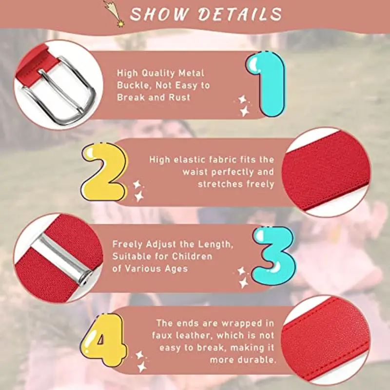 WELROG Cintura Elastica per Bambini - Cintura Regolabile per Bambini Cintura Elastica per Ragazzi e Ragazze Cintura miniatura 2
