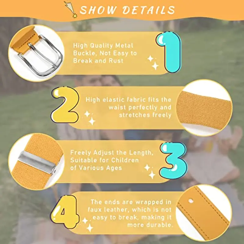 WELROG Cintura Elastica per Bambini - Cintura Regolabile per Bambini Cintura Elastica per Ragazzi e Ragazze Cintura miniatura 2