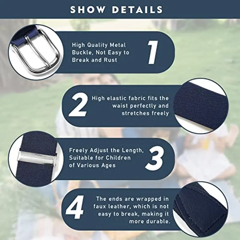 WELROG Cintura Elastica per Bambini - Cintura Regolabile per Bambini Cintura Elastica per Ragazzi e Ragazze Cintura miniatura 2