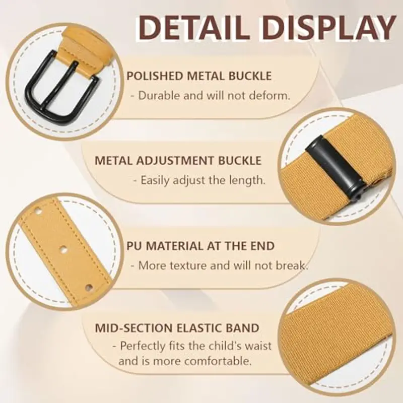 WELROG Cintura elastica per bambini Ragazzi - Cintura per bambini Cintura regolabile per ragazzi e ragazze Cintura miniatura 2