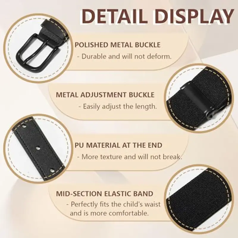 WELROG Cintura Elastica per Bambini - Regolabile per Ragazzi e Ragazze, Cintura Sportiva per Adolescenti miniatura 2