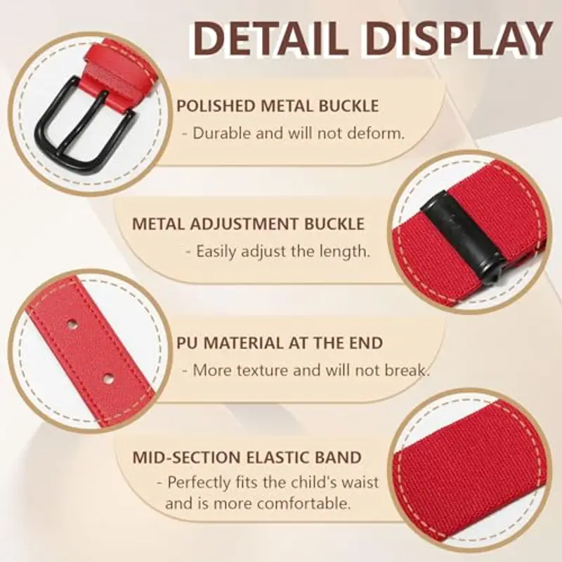 WELROG Cintura Elastica per Bambini - Regolabile per Ragazzi e Ragazze, Cintura Sportiva per Adolescenti miniatura 2