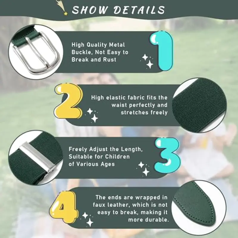 WELROG Cintura Elastica Regolabile per Bambini - Cintura Sportiva per Ragazzi e Ragazze miniatura 2