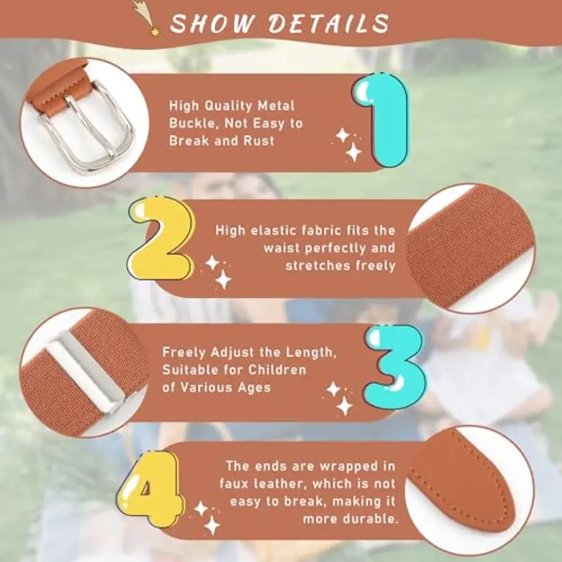 WELROG Cintura Elastica Regolabile per Bambini - Cintura Sportiva per Ragazzi e Ragazze miniatura 2