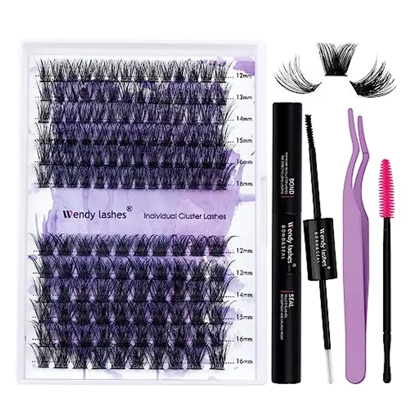 WENDY LASHES Lash Extension Ciglia Finte Ciuffetti Kit D Curl 0.07mm C3+C9 Cluster Lashes Mix 12-16mm Estensioni Ciglia Individuali Naturale (C3+C9-D-DIY )
