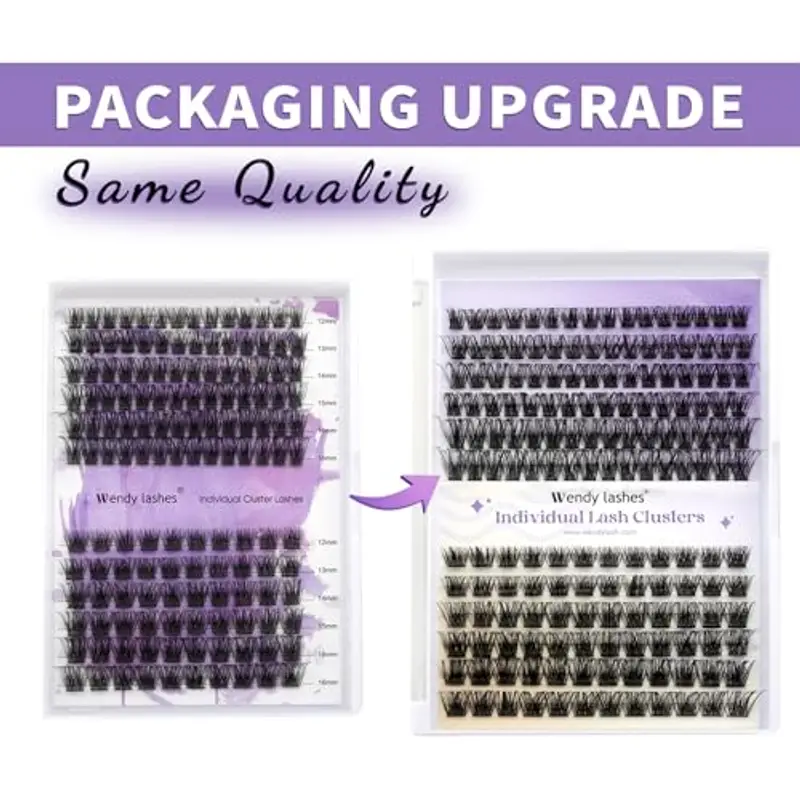 WENDY LASHES Lash Extension Ciglia Finte Ciuffetti Kit D Curl 0.07mm C3+C9 Cluster Lashes Mix 12-16mm Estensioni Ciglia Individuali Naturale (C3+C9-D-DIY ) miniatura 2