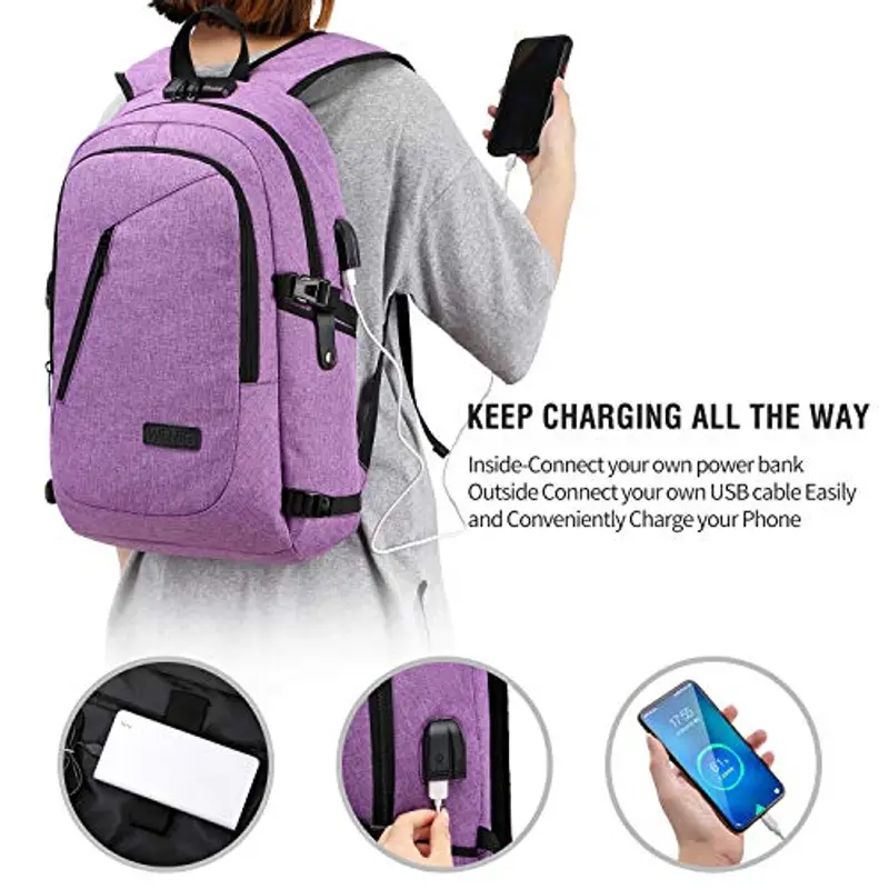 WENIG Zaino Donna Zaino Per PC Portatile, Zaino per Laptop, Zaino Porta PC Impermeabile, Zaino per Computer Portatile 15.6 Pollici, Zaino Uomo con Caricatore USB, Zaino Lavoro Uomo per Scuola Viaggio, 35L miniatura 2