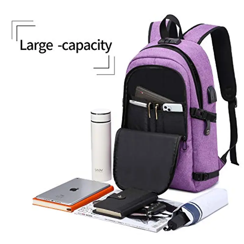 WENIG Zaino Donna Zaino Per PC Portatile, Zaino per Laptop, Zaino Porta PC Impermeabile, Zaino per Computer Portatile 15.6 Pollici, Zaino Uomo con Caricatore USB, Zaino Lavoro Uomo per Scuola Viaggio, 35L miniatura 3