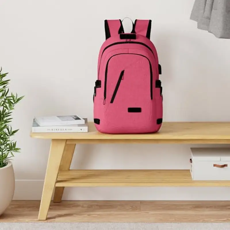 WENIG Zaino per computer portatile da 15, 6 pollici, da uomo, da donna, impermeabile con USB, ricarica porta zaino per affari, zaino funzionale, zaino per il tempo libero, affario/scolastico, 35 l miniatura 2