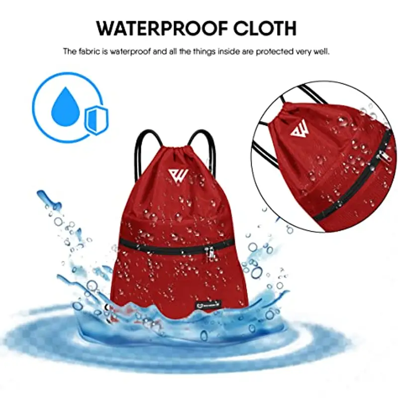 WESTWOOD FOX WFX - Sacca con coulisse, impermeabile, per sport, palestra, da donna, da uomo, in polietilene, tasca miniatura 2