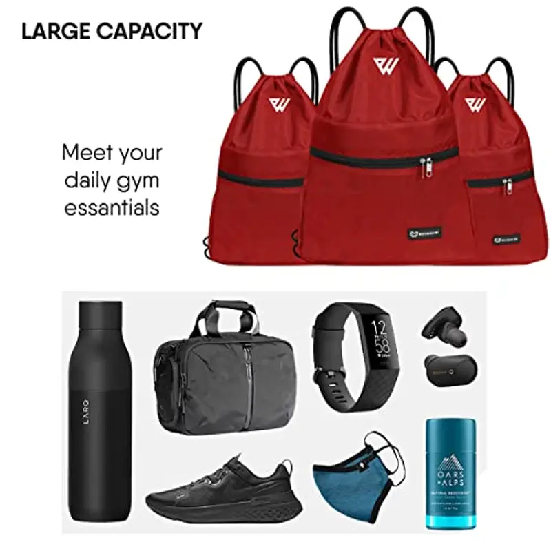 WESTWOOD FOX WFX - Sacca con coulisse, impermeabile, per sport, palestra, da donna, da uomo, in polietilene, tasca miniatura 3