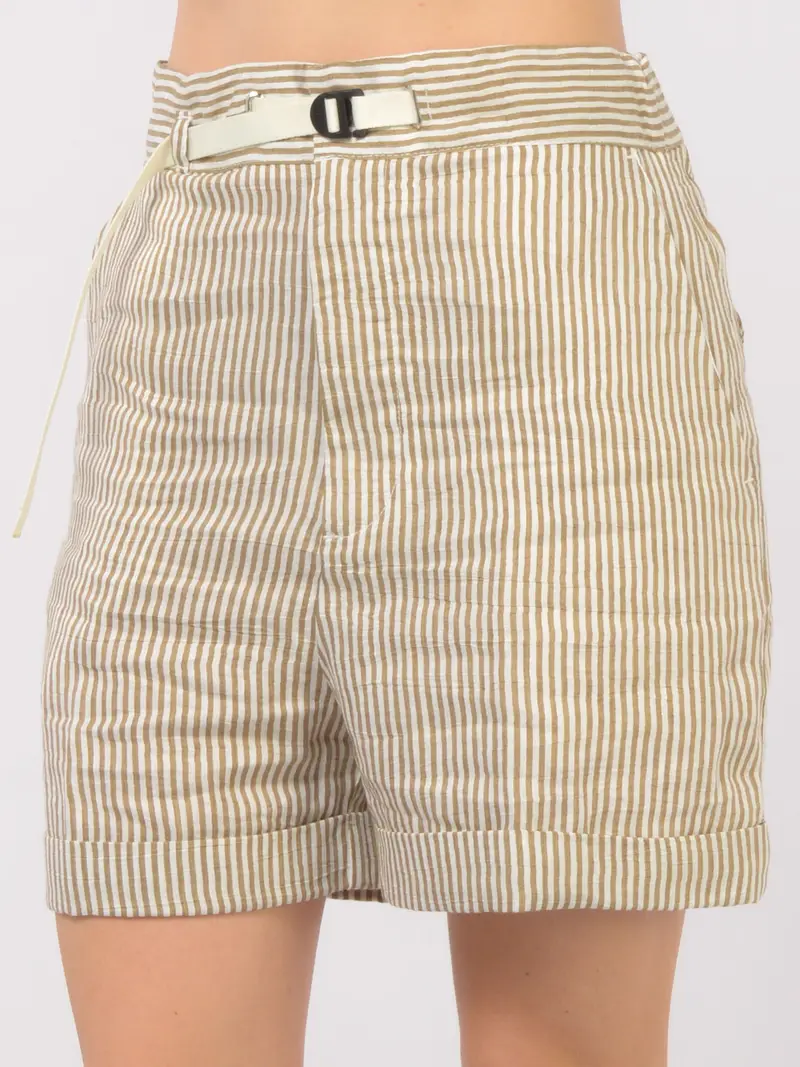 bermuda da donna White Sand in misto lino a righe BEIGE