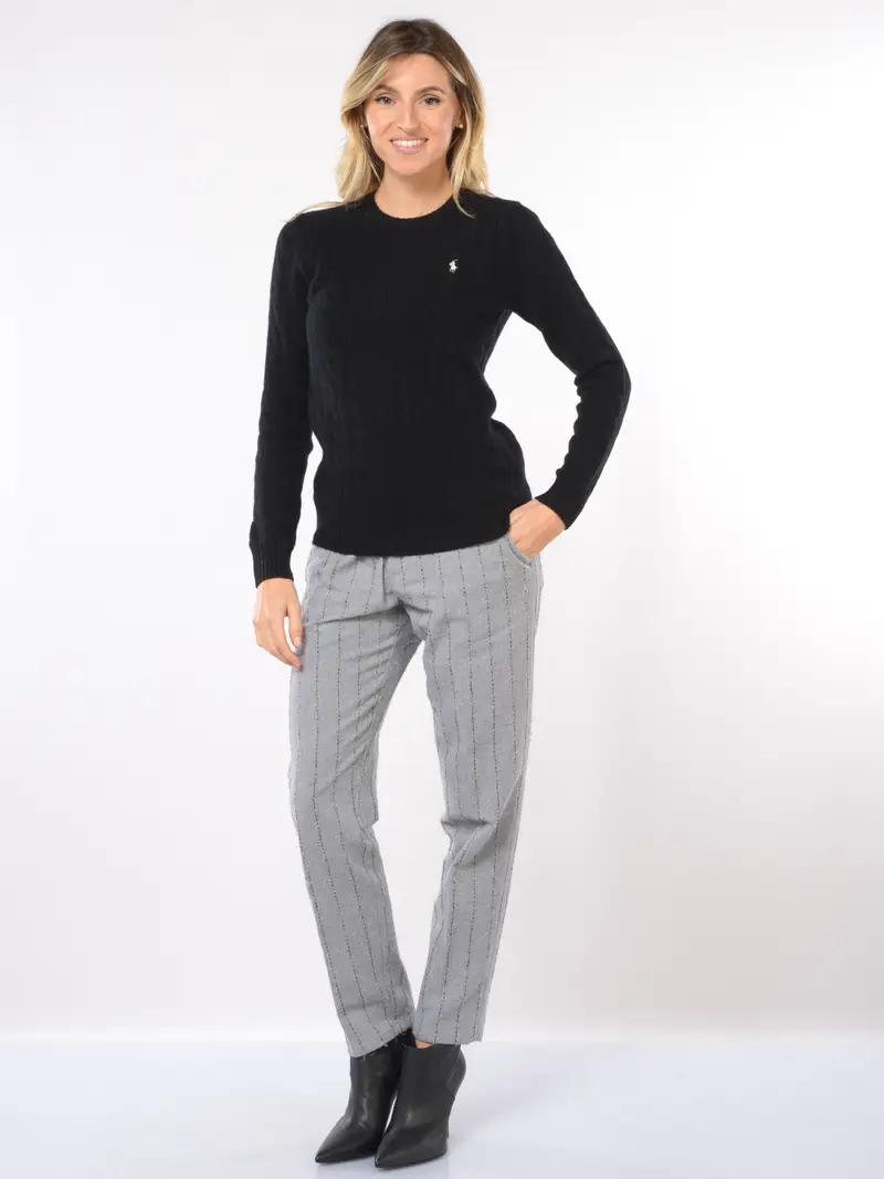 pantalone da donna White Sand a righe con coulisse Grigio