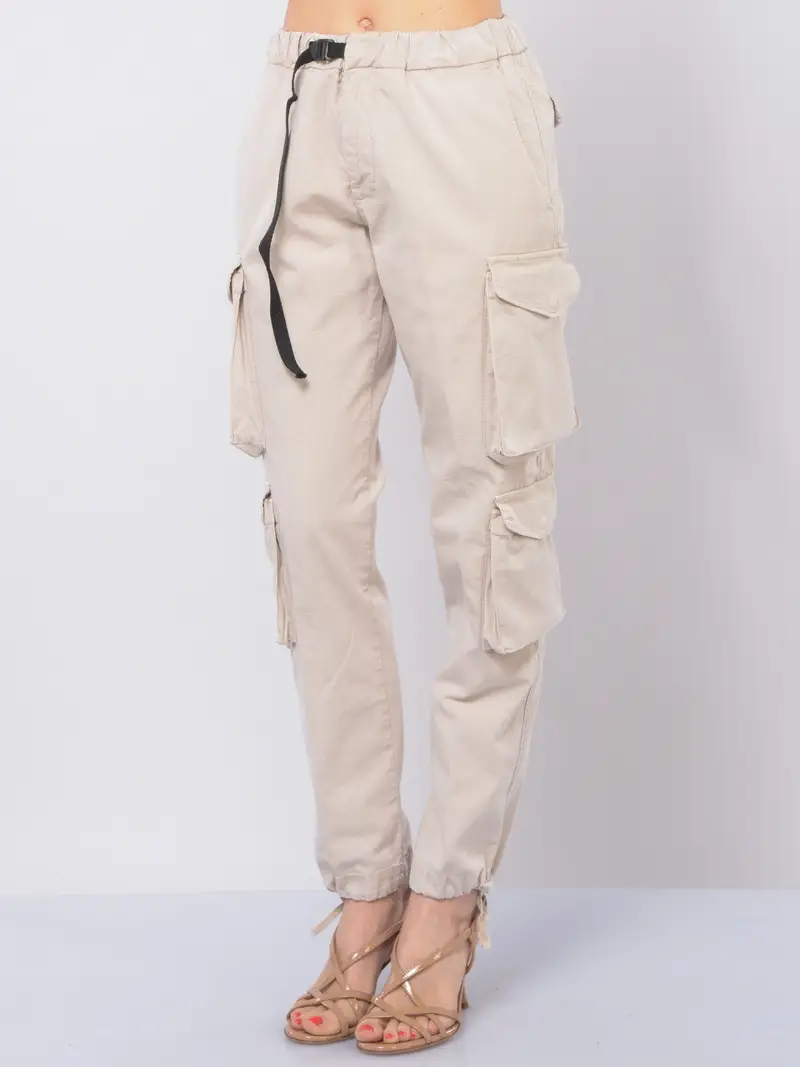pantalone da donna White Sand cargo microquadro BEIGE