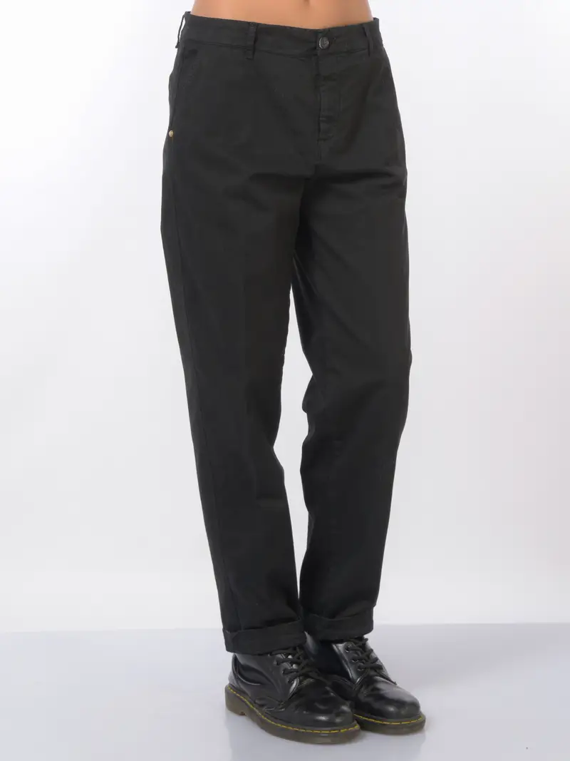 pantalone da donna White Sand chino in cotone NERO miniatura 2