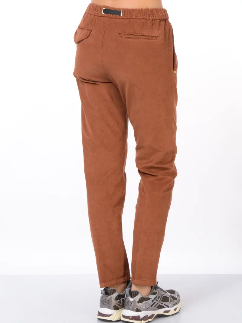 pantalone da donna White Sand effetto velluto rigato con elastico MARRON miniatura 2