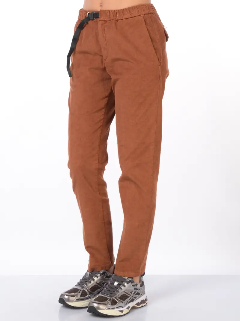 pantalone da donna White Sand effetto velluto rigato con elastico MARRON