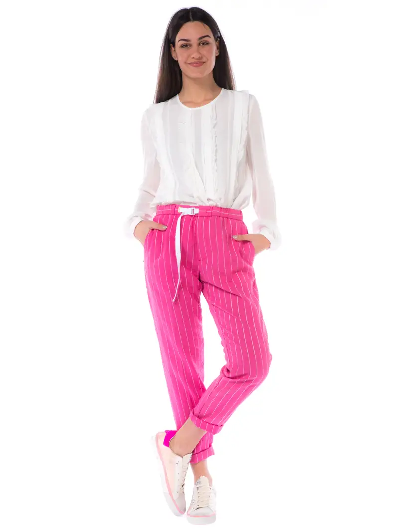 pantalone da donna White Sand gessato con coulisse VIOLA miniatura 2