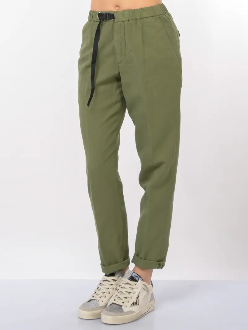 pantalone da donna White Sand in misto lino con coulisse ed elastico Verde