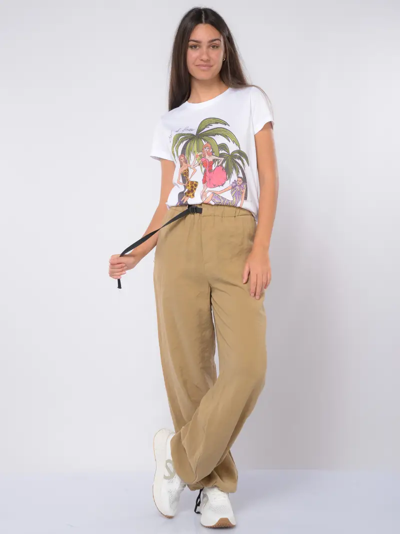 pantalone da donna White Sand in tessuto fluido con coulisse BEIGE miniatura 2